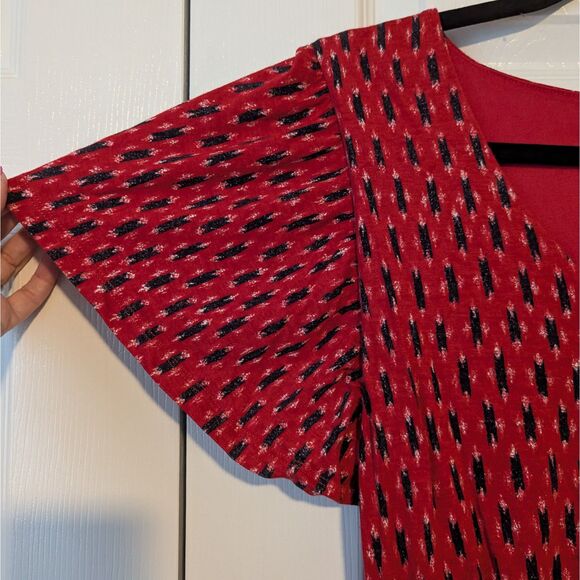 LOFT Red Flutter Sleeve Dress | Women’s Medium | V-Neck | Classic & Flowy - Picture 2 of 5